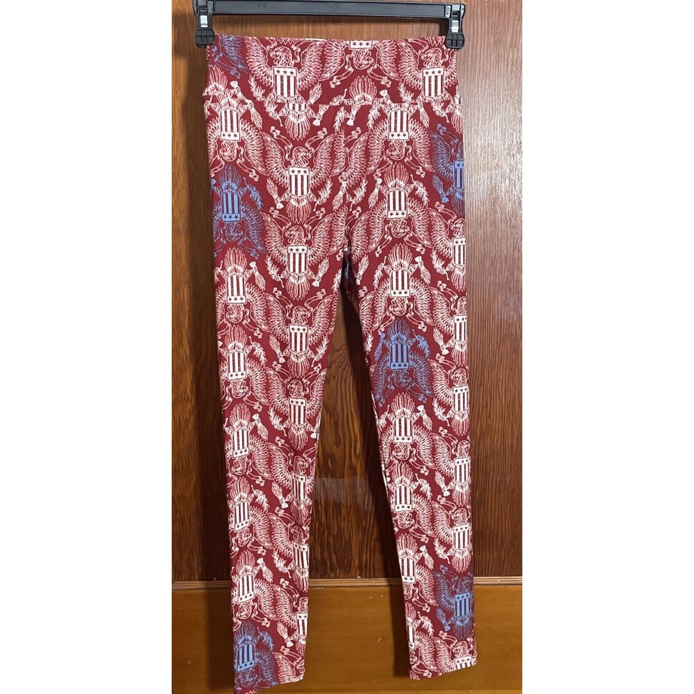 Lularoe Eagle Shield Red White Blue Stars Americana Patriotic Leggings OS